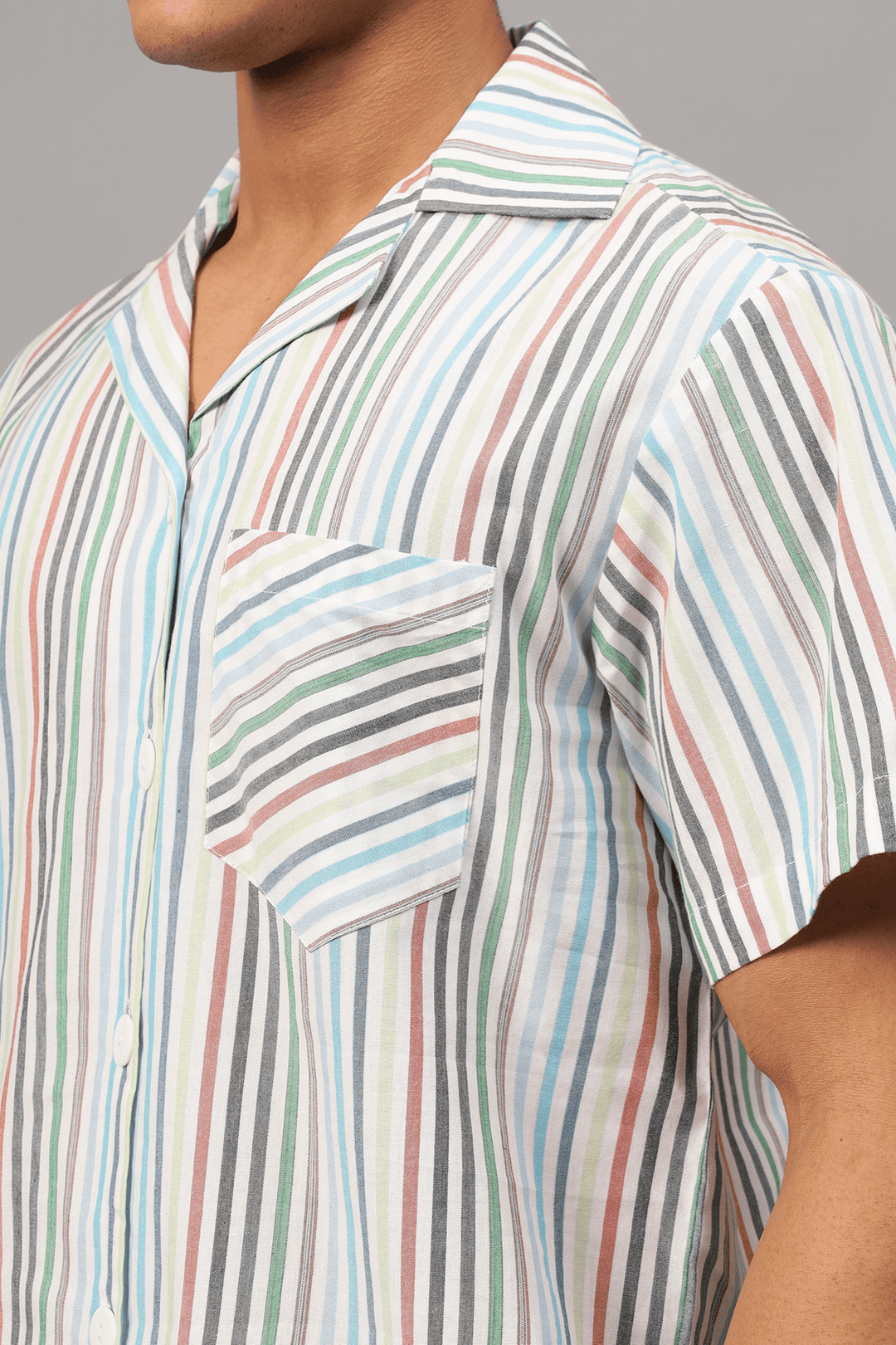 Multicoloured Stripes Men Shorts Set