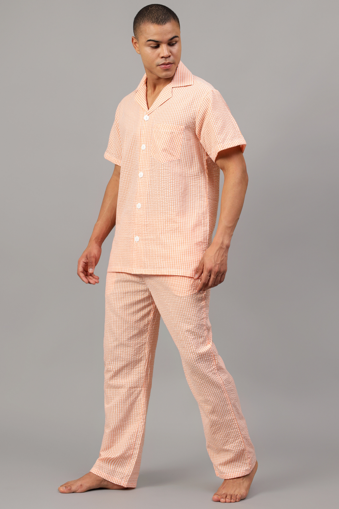 Peach Men Night Suit Set