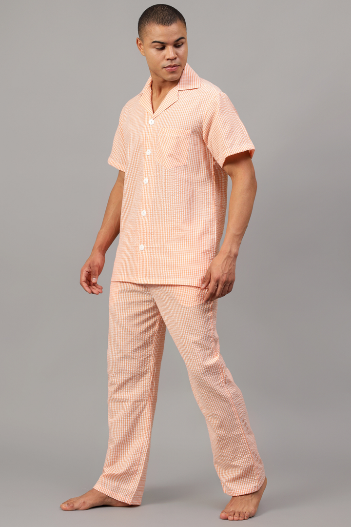 Peach Men Night Suit Set