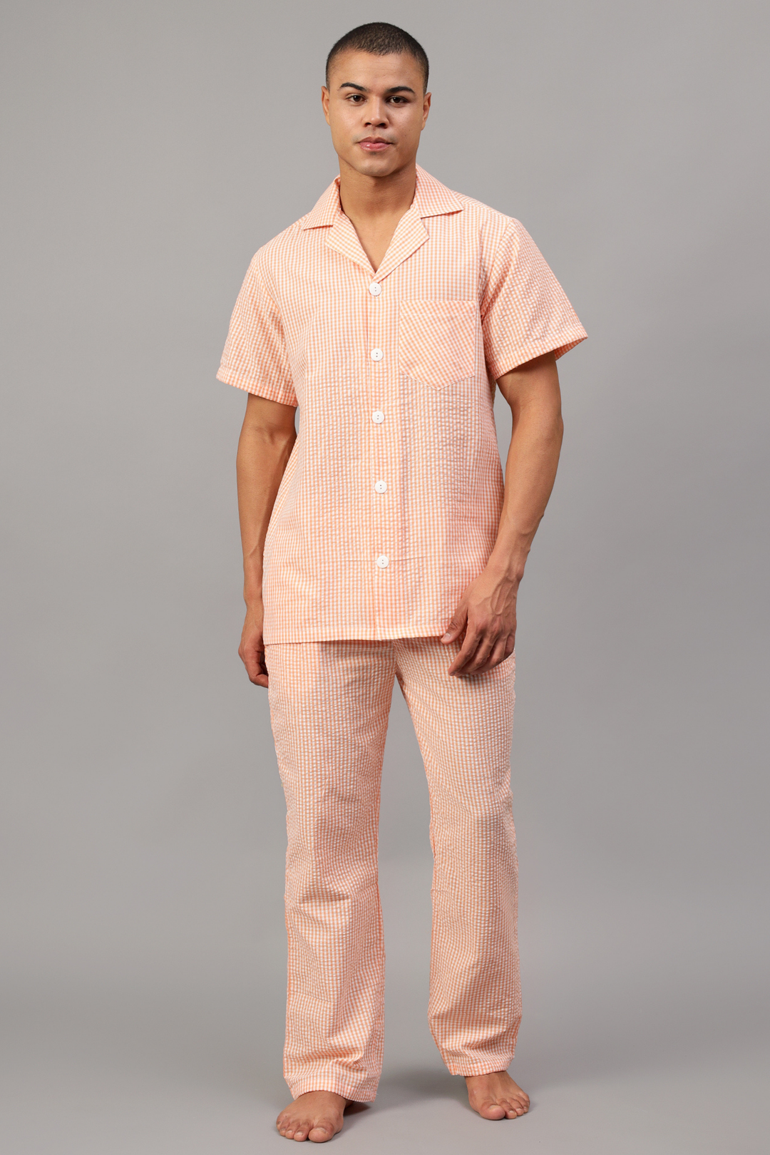 Peach Men Night Suit Set