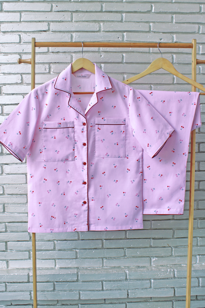 Cherry Blush Braless Night Suit Set