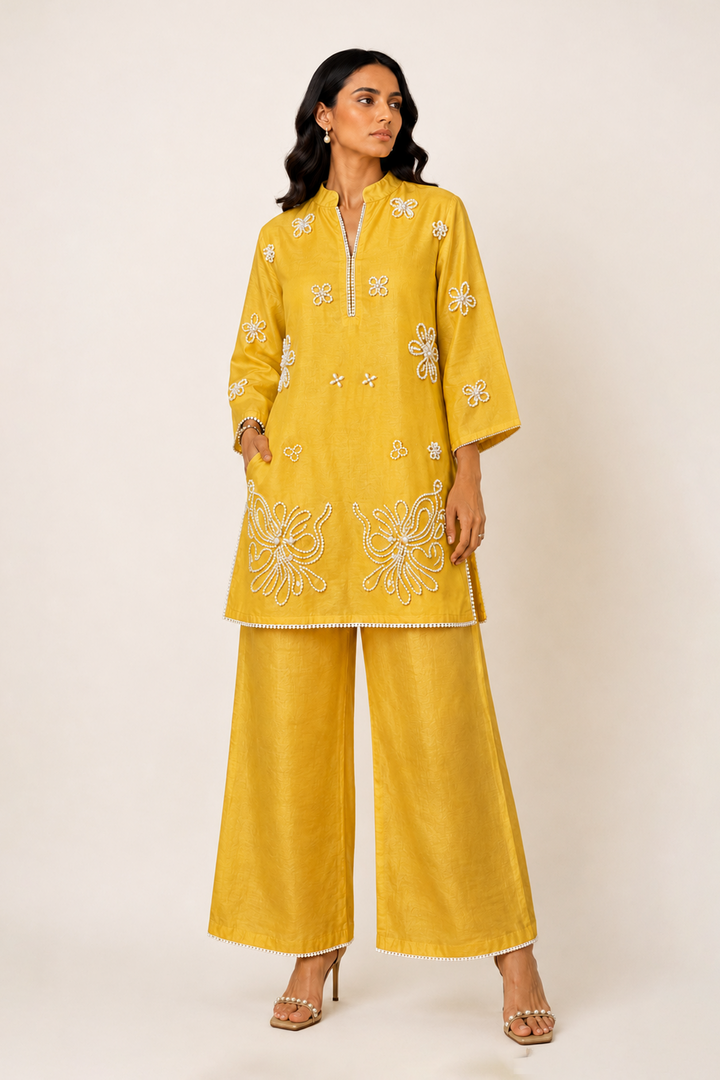 Pearl Kurta Set (Yellow)