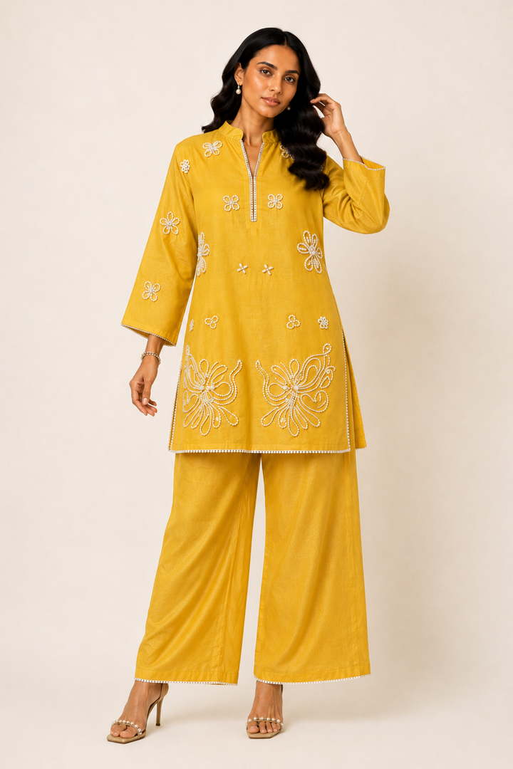 Pearl Kurta Set (Yellow)