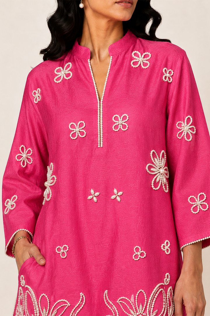 Pearl Kurta Set (Fuchsia)
