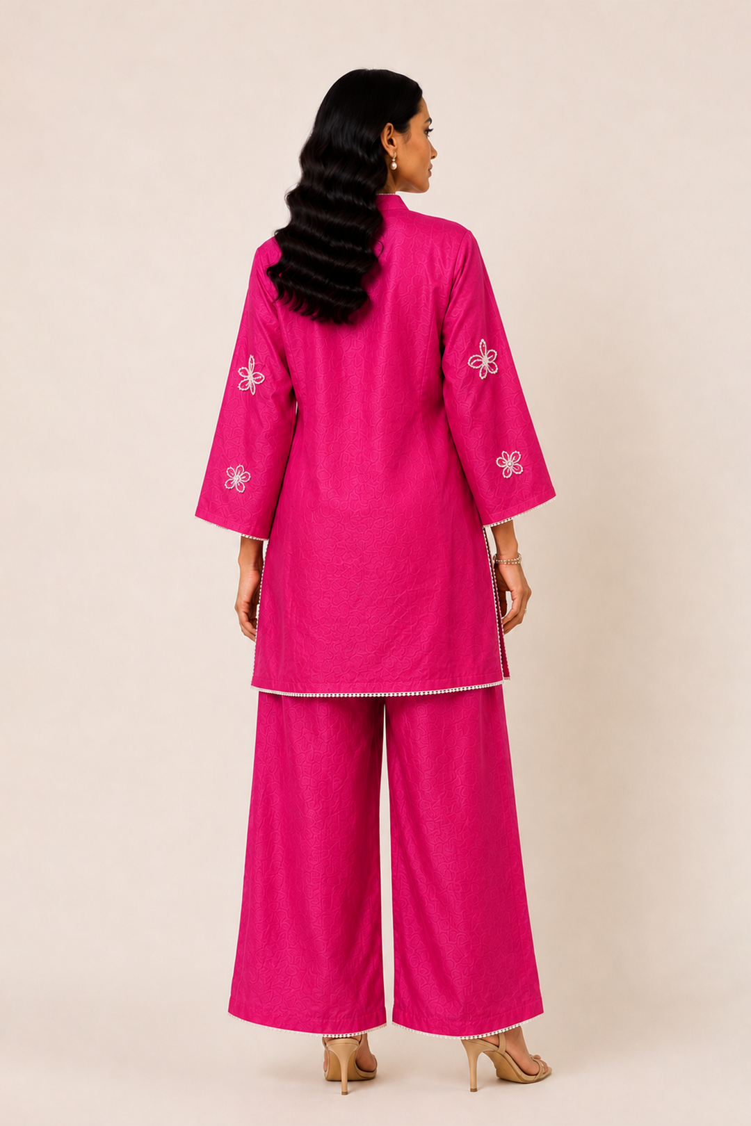 Pearl Kurta Set (Fuchsia)