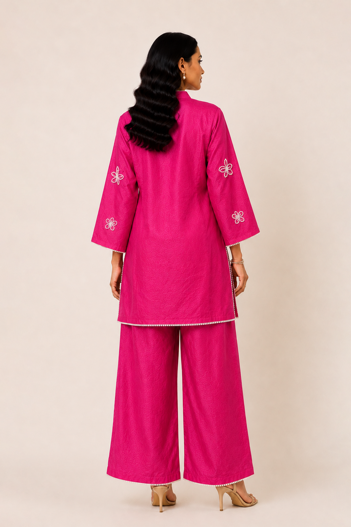 Pearl Kurta Set (Fuchsia)