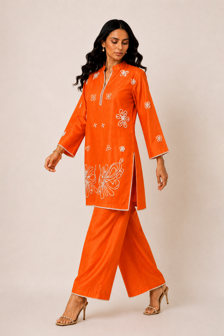 Pearl Kurta Set (Orange)