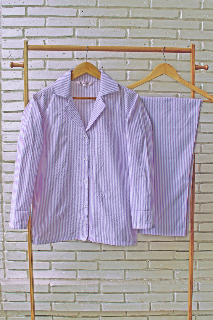 Lavender Stripes Night Suit Set