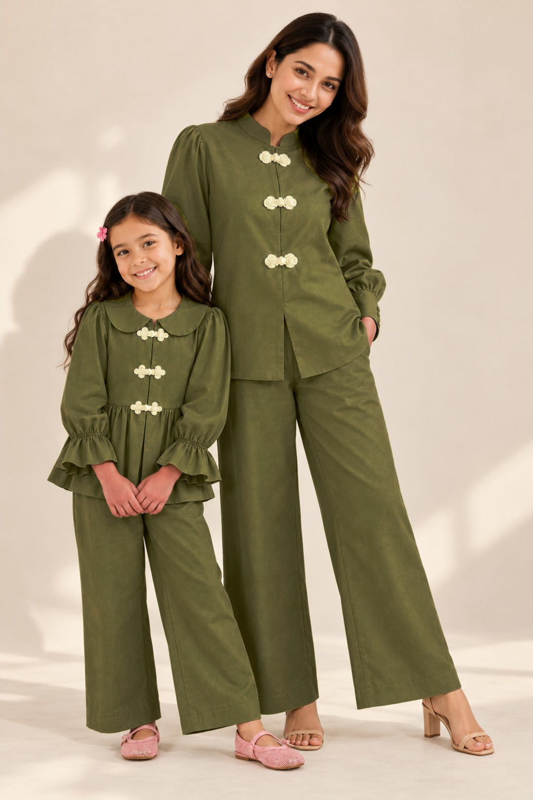 Olive Haze Duo Set  (Mother & Daughter)