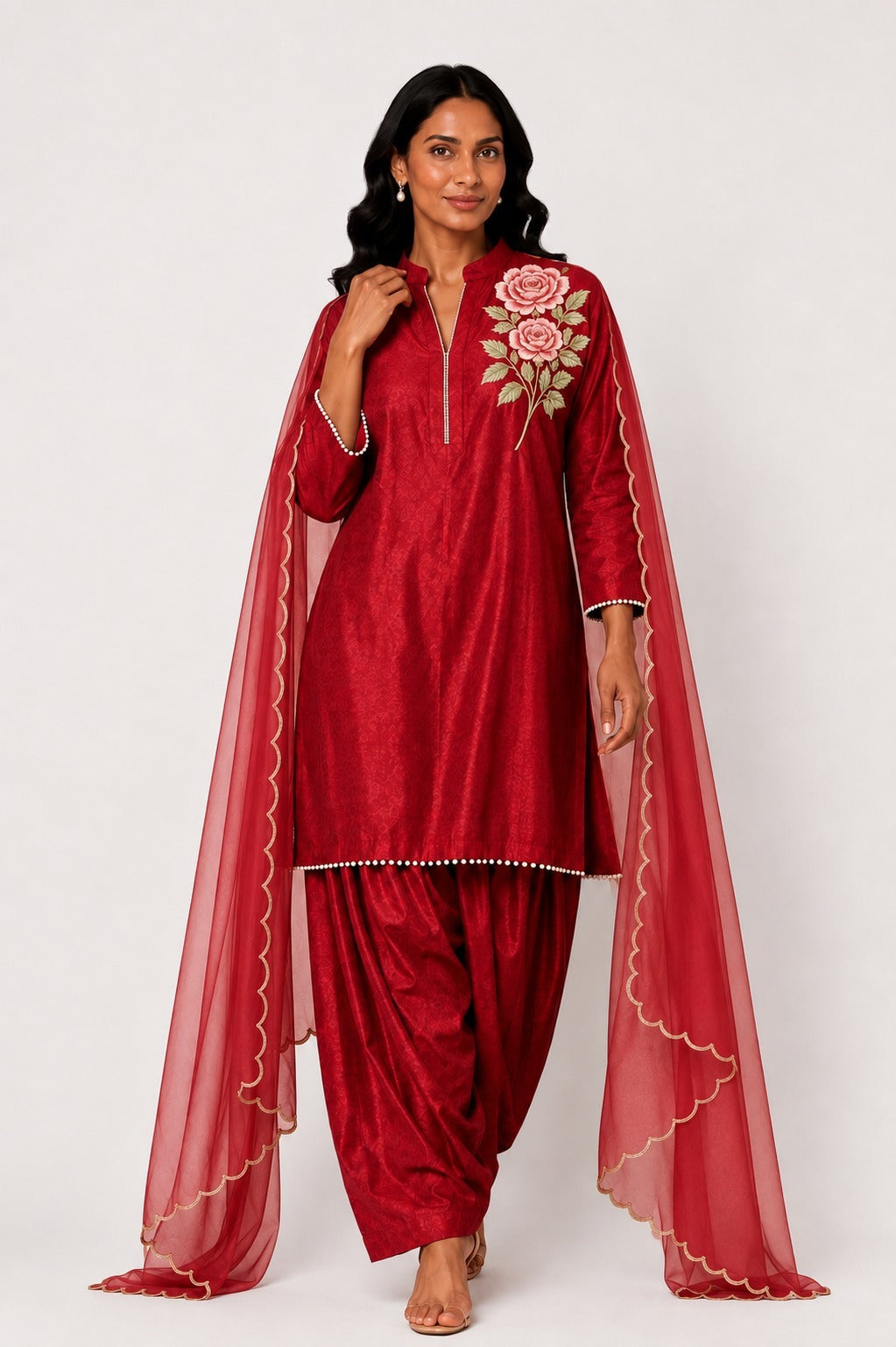Noor In Bloom Farshi Set (Red)