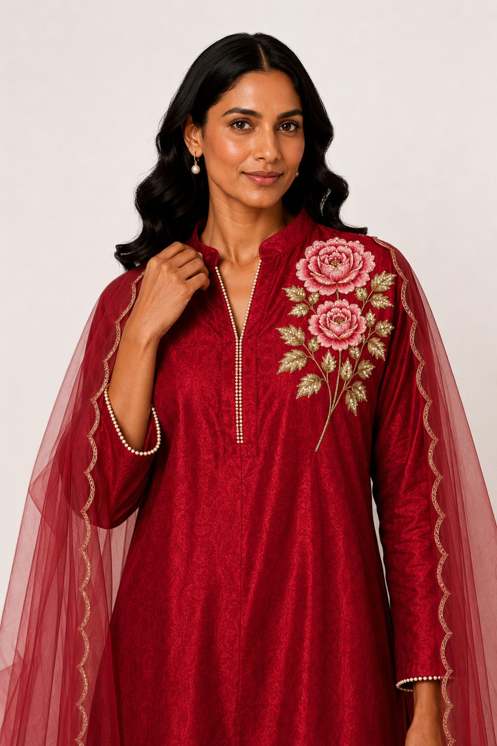 Noor In Bloom Farshi Set (Red)