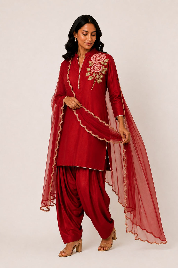 Noor In Bloom Farshi Set (Red)