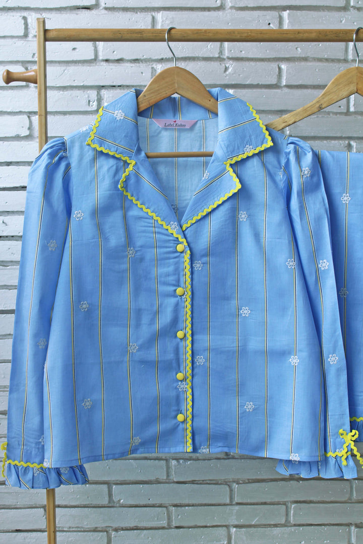 Blue Petals Night Suit Set