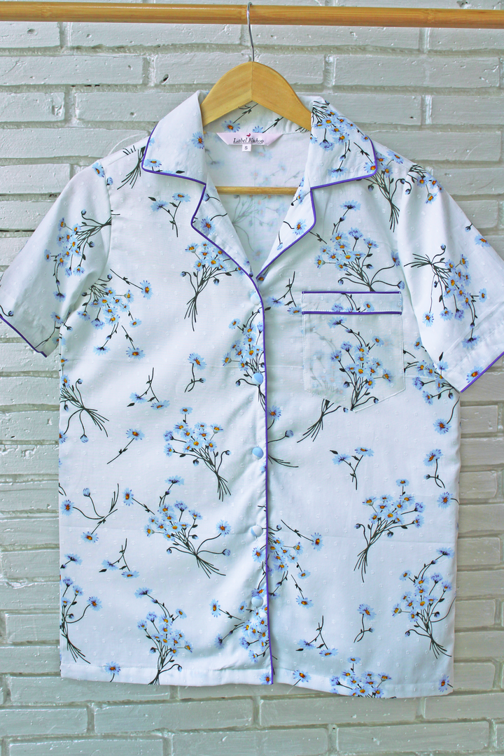 Blue Daisy Night Suit Set