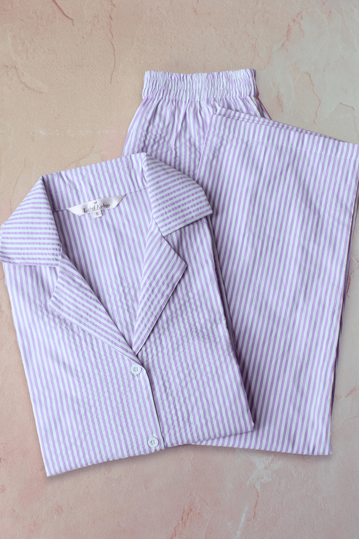 Lavender Stripes Night Suit Set