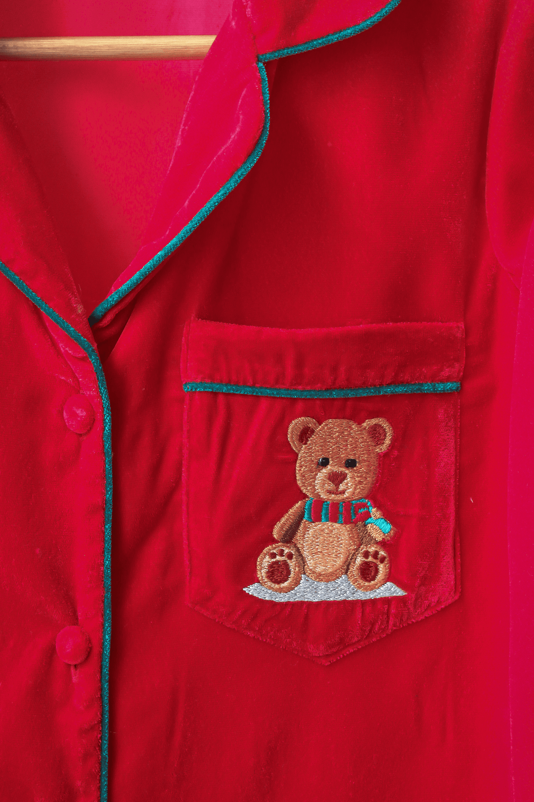 Teddy Velvet Night Suit Set (Red)