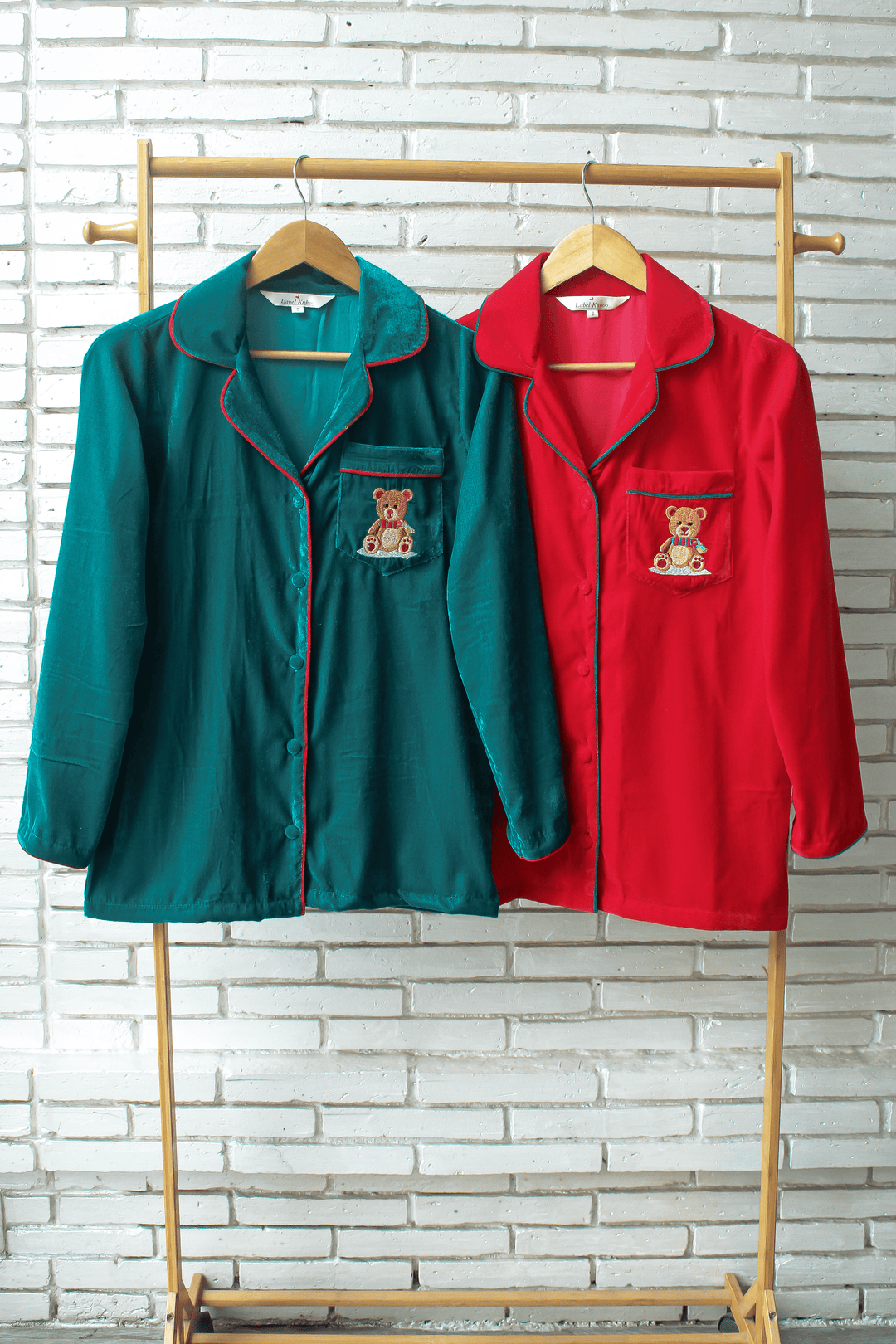 Teddy Velvet Night Suit Set (Red)