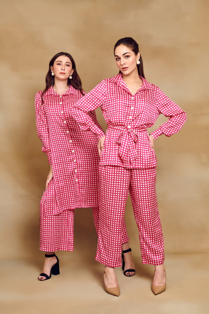 Pink Gingham Co-ord Set (with belt)