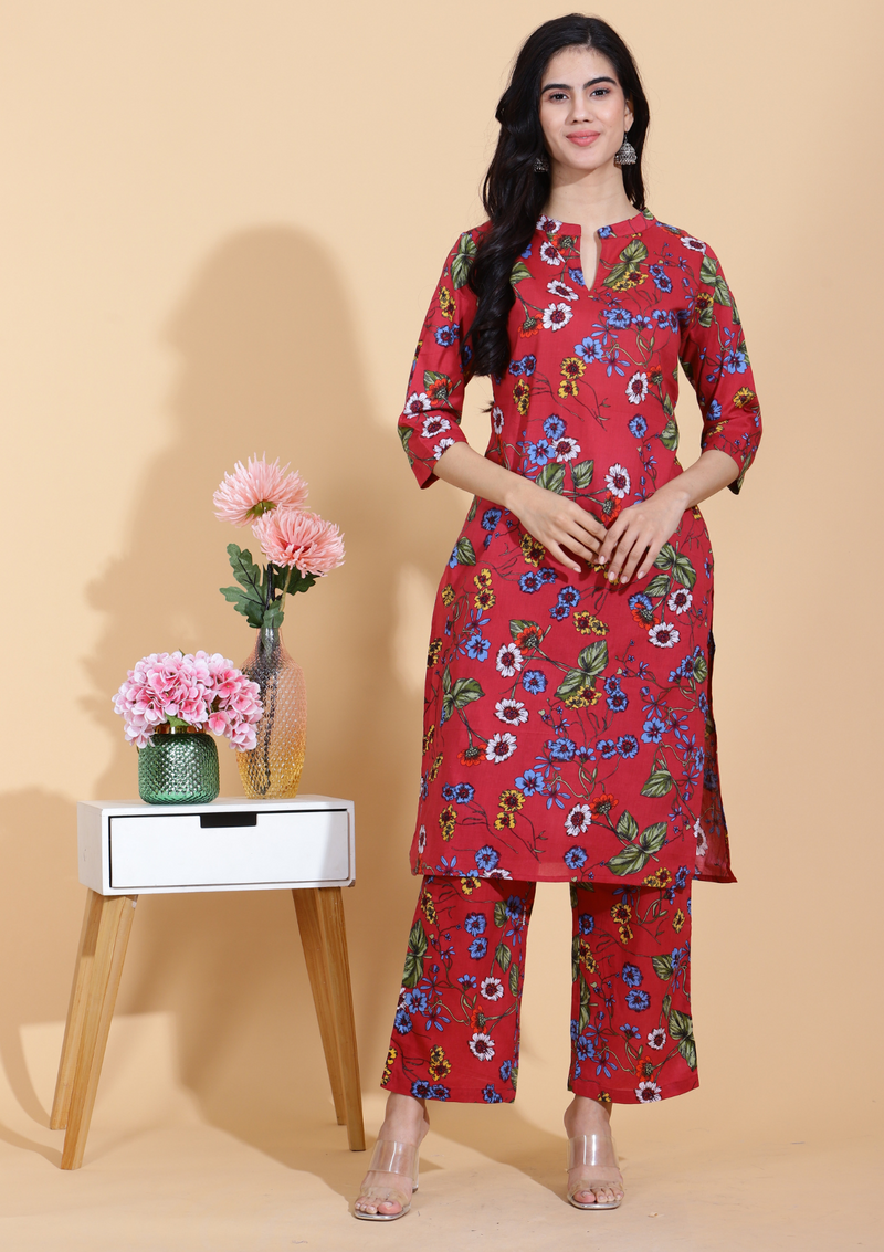 Botanical Bliss Kurta Set and Cotton embroidered kurta set of premium quality fabrics