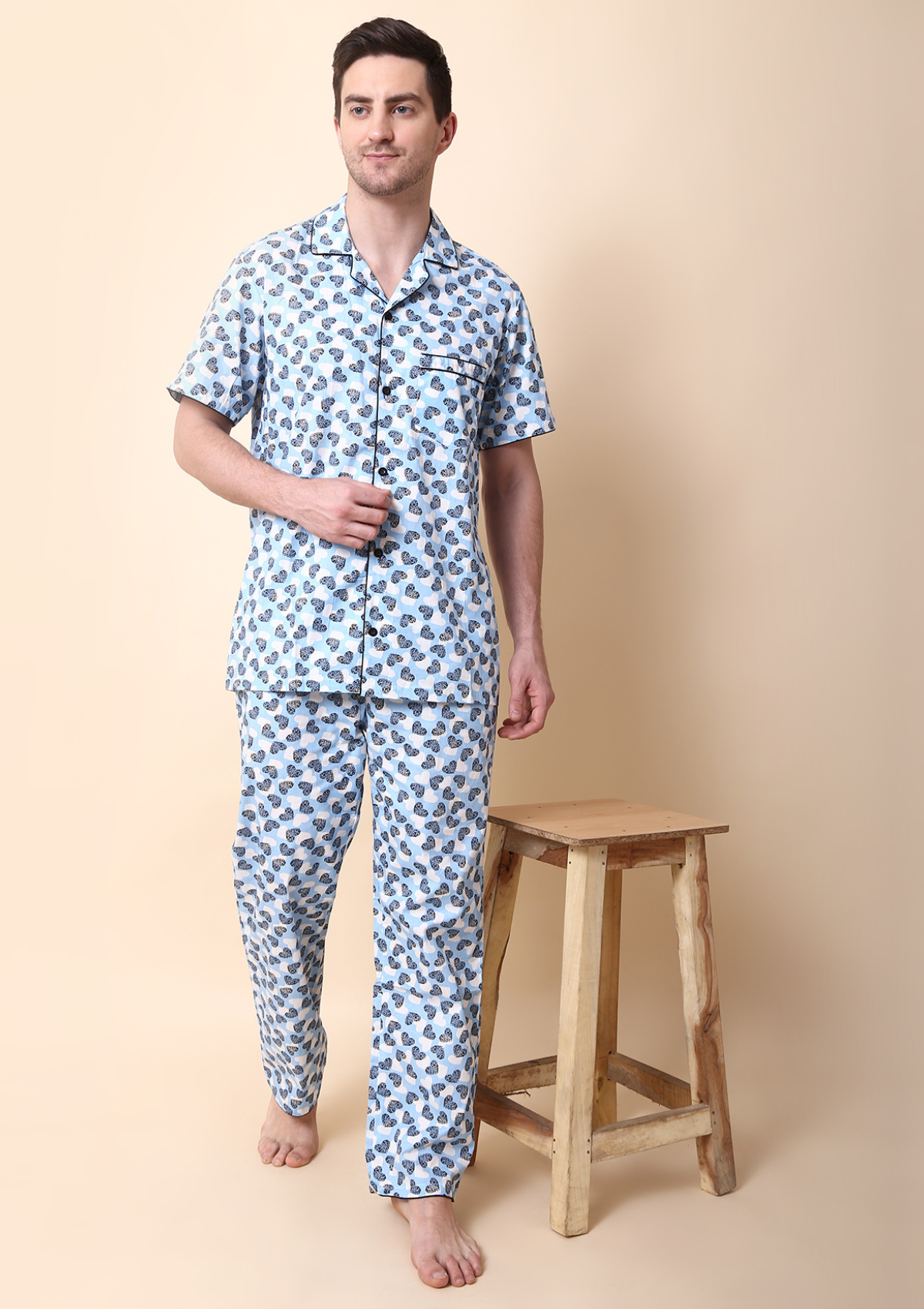Buy The Indian Garage Co Men Blue Printed Pure Cotton Night Suit - Night  Suits for Men 15314258 | Myntra