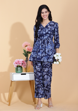 Flora Blue Short Kurti Set
