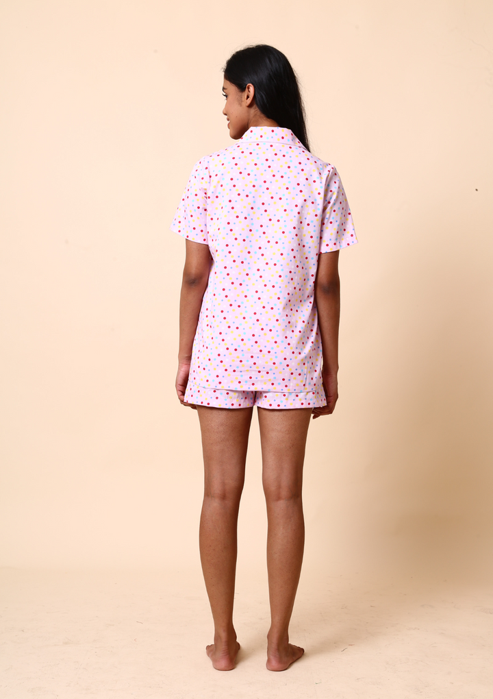 Pink Polka Shorts Set