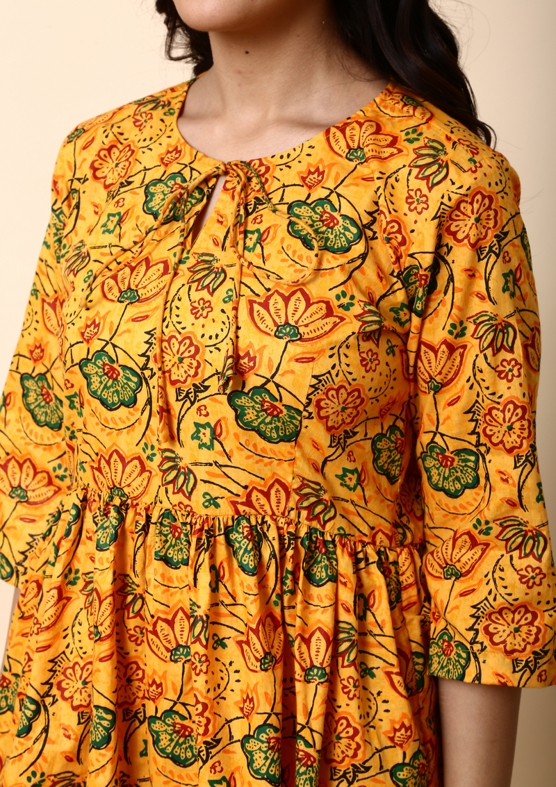 Mustard Flora Peplum Set