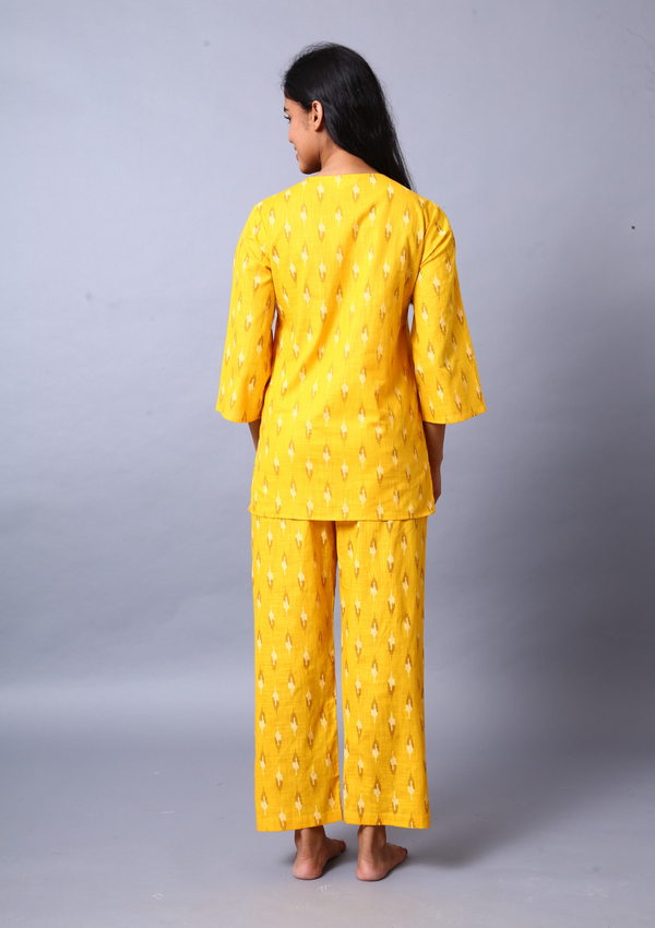 Yellow Ikkat Co-ord Set