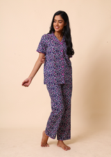 Blue Botanical Night Suit Set