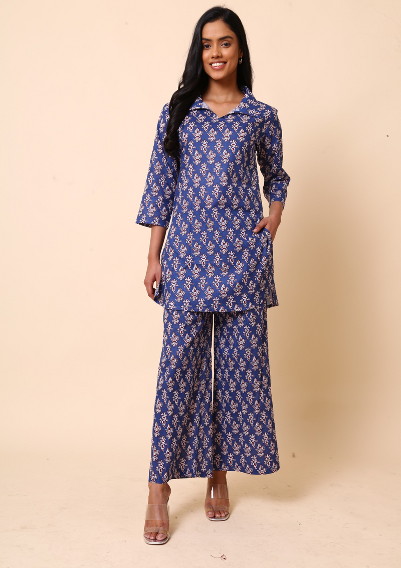 Blue Booti Palazzo Set