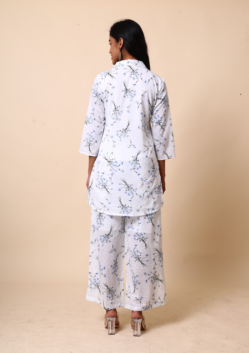 Blue Dobby Palazzo Set