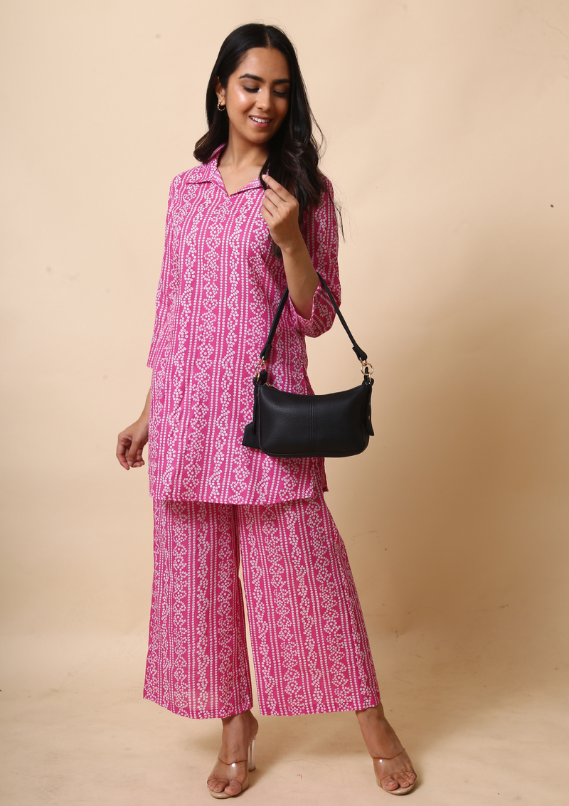 Bandhani Palazzo Set- Pink