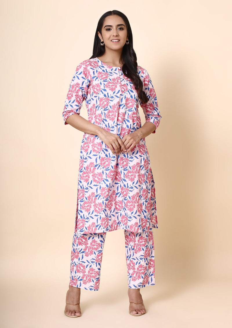 Pink Floral Kurta Set