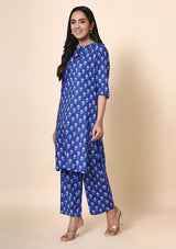 Blue Floral Kurta Set
