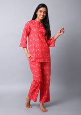 Red Ikkat Co-ord Set