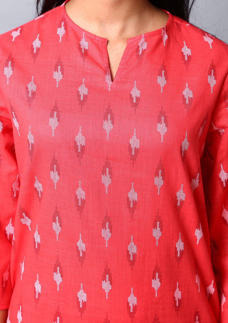Red Ikkat Co-ord Set