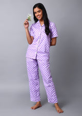 Purple Polka Night Suit Set