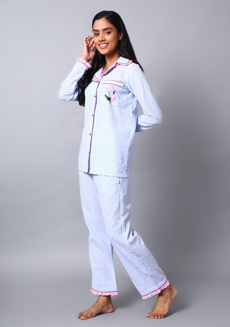 Blossom Night Suit Set- Pink
