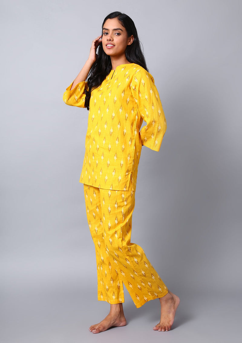 Yellow Ikkat Co-ord Set
