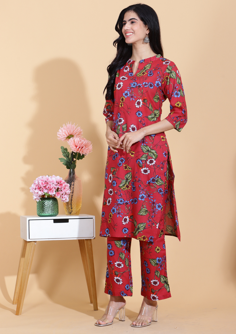 Botanical Bliss Kurta Set and Cotton embroidered kurta set of premium quality fabrics