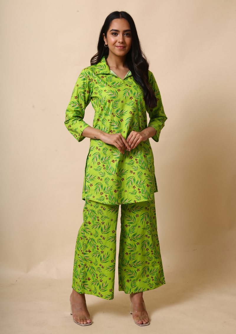 Floral Green Palazzo Set - label kuhoo