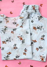 Orange Butterfly Sleeveless Night Suit Set