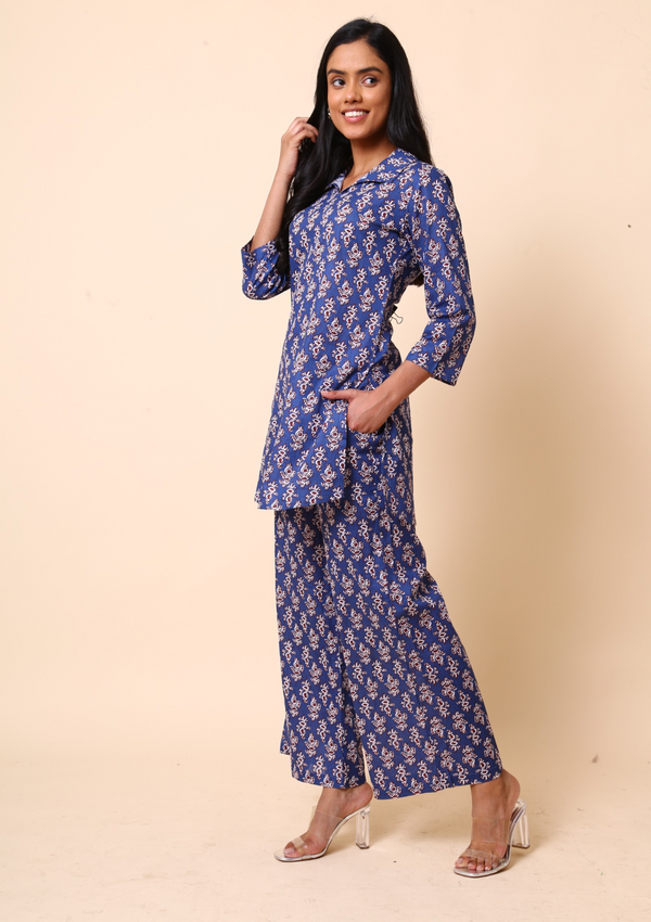 Blue Booti Palazzo Set