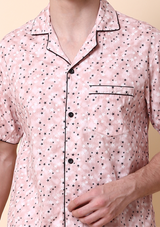 Starry Sky Men Night Suit Set - Beige