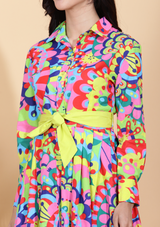 Multicolour Dress With Belt