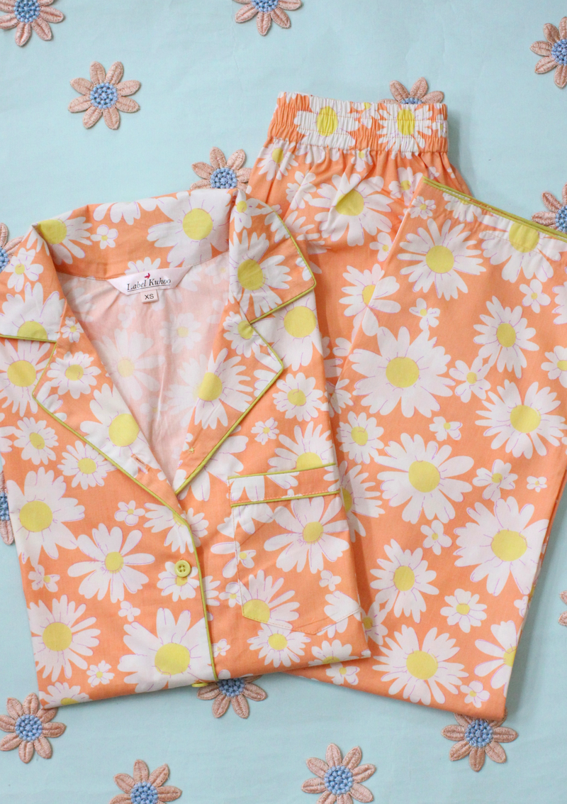 Orange Daisies Night Suit Set