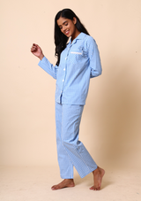 Bubblegum Night Suit Set- Blue - Label Kuhoo
