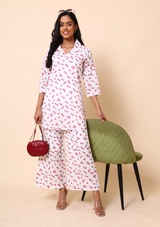 Pink Dobby Palazzo Set