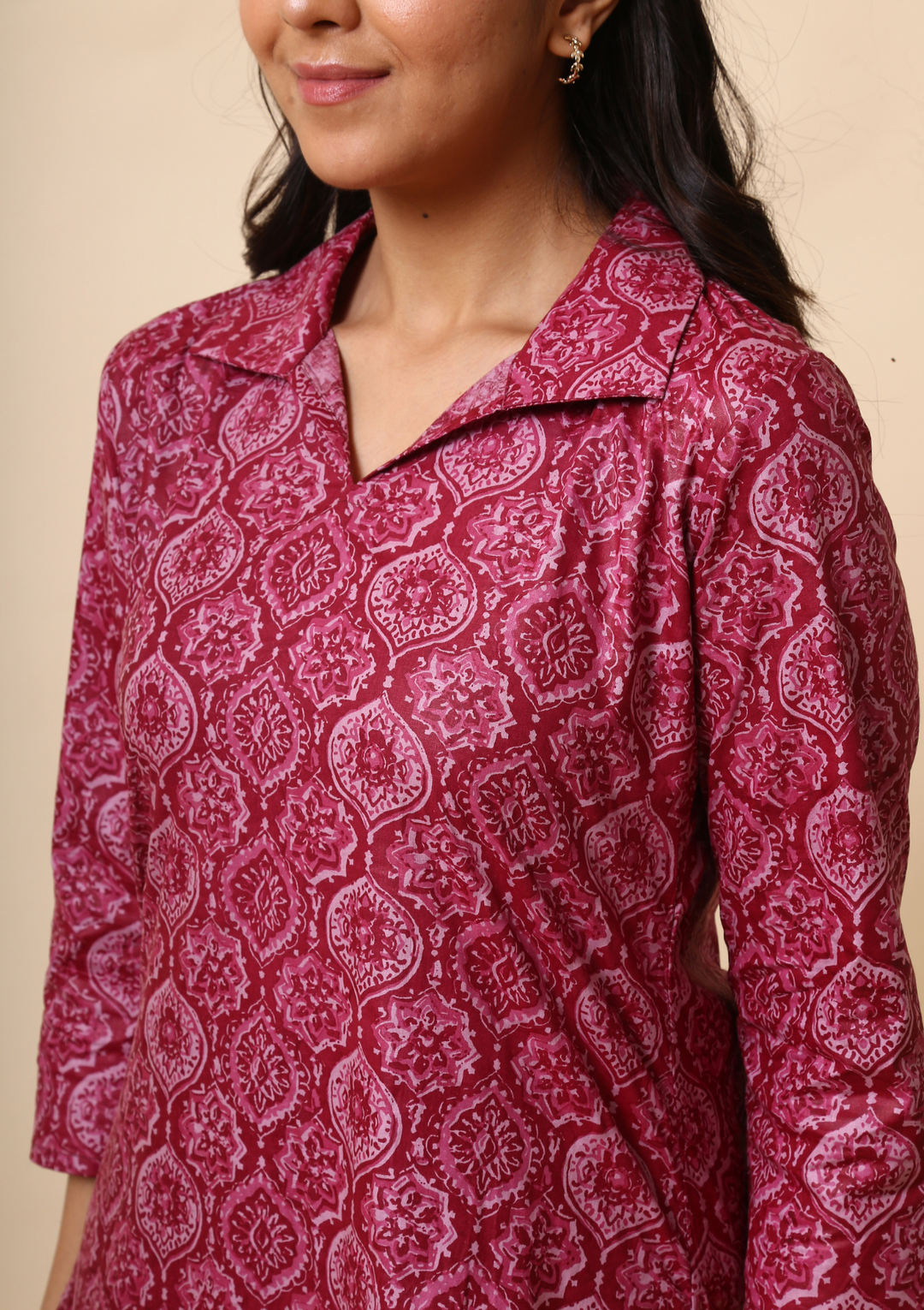 Ajrakh Print Palazzo Set of red colour made of high-quality cotton fabric and comfortable, stylish, and versatile.