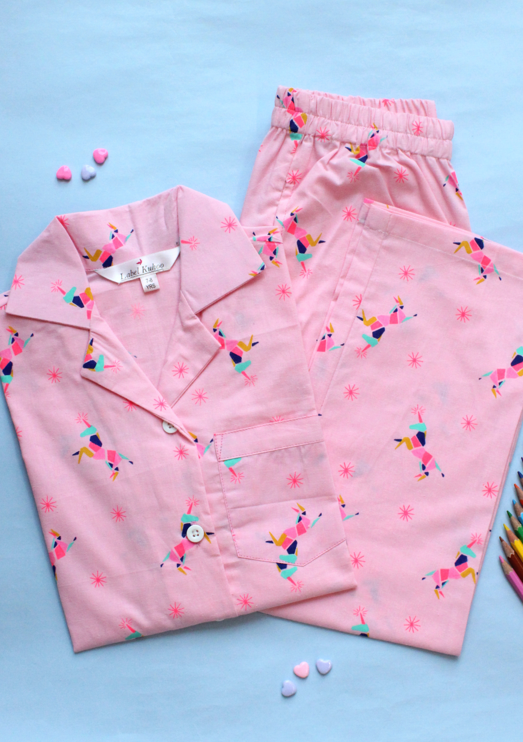 Pink Unicorn Kids Unisex Night Suit Set